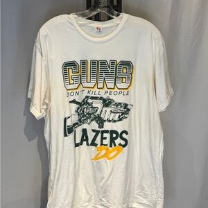 Hanes Cream Tee with Green and‎ Yellow Graphic